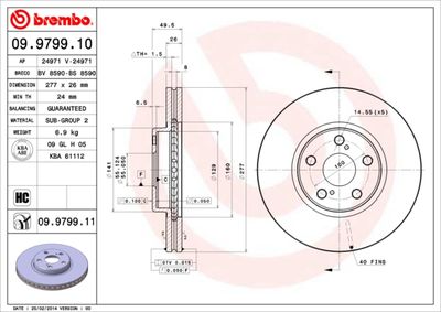 Brake Disc BREMBO 09.9799.11