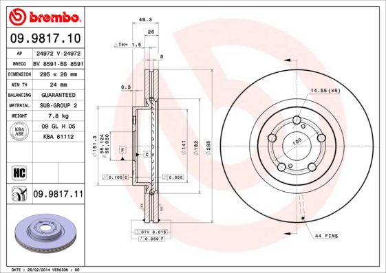 BREMBO 09.9817.10 Brake Disc