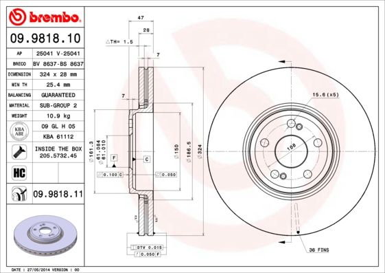 BREMBO 09.9818.10 Brake Disc