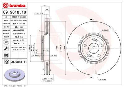 Brake Disc BREMBO 09.9818.10