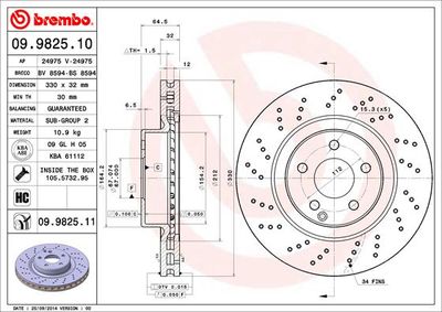 Brake Disc BREMBO 09.9825.11