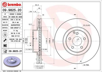 Brake Disc BREMBO 09.9825.21