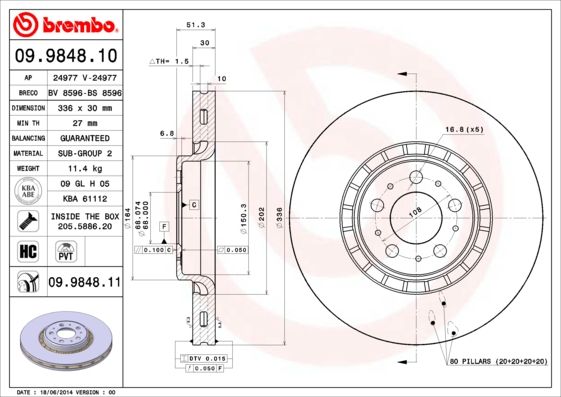 BREMBO 09.9848.11 Brake Disc
