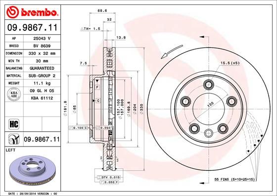 BREMBO 09.9867.11 Brake Disc