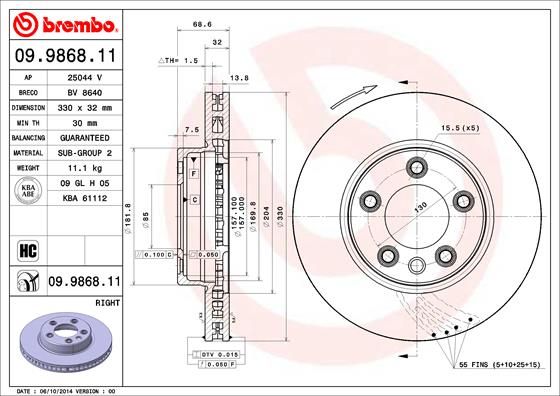 BREMBO 09.9868.11 Brake Disc