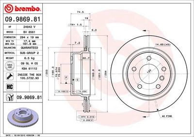 Brake Disc BREMBO 09.9869.81