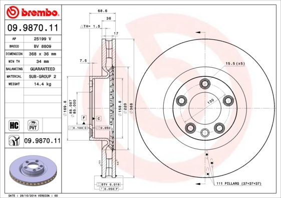 BREMBO 09.9870.11 Brake Disc
