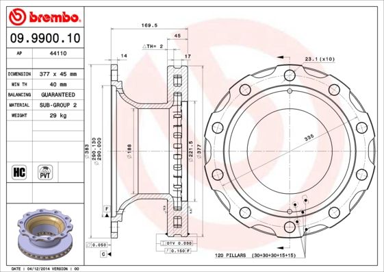 BREMBO 09.9900.10 Brake Disc