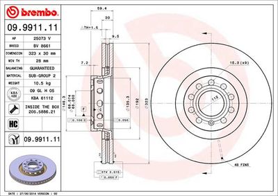 Brake Disc BREMBO 09.9911.11
