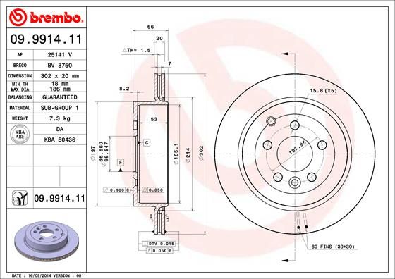 BREMBO 09.9914.11 Brake Disc