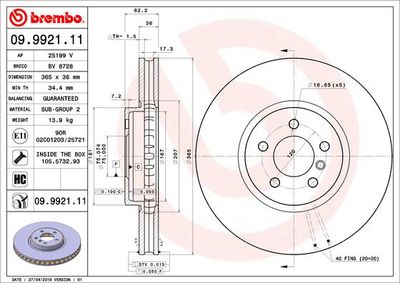 Brake Disc BREMBO 09.9921.11