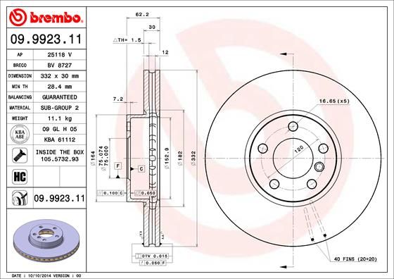 BREMBO 09.9923.11 Brake Disc
