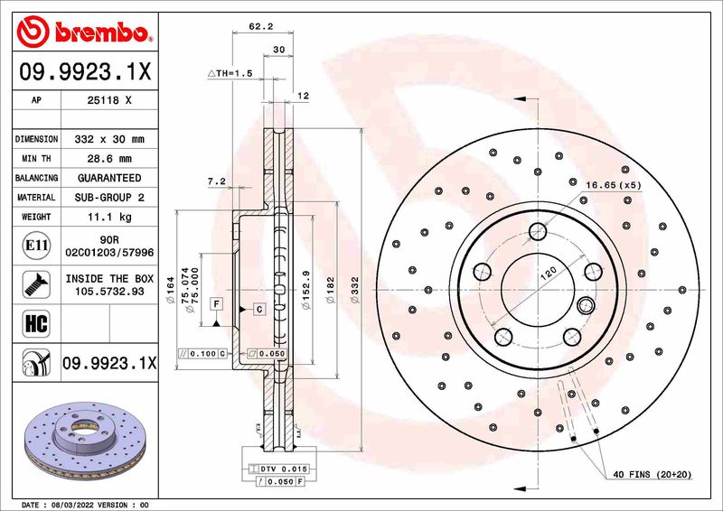 BREMBO 09.9923.1X Brake Disc