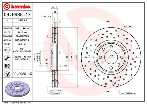 BREMBO 09.9935.1X Brake Disc