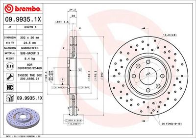 Brake Disc BREMBO 09.9935.1X