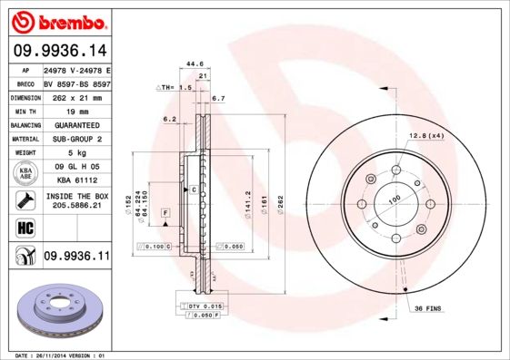 BREMBO 09.9936.11 Brake Disc