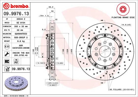 BREMBO 09.9976.13 Brake Disc