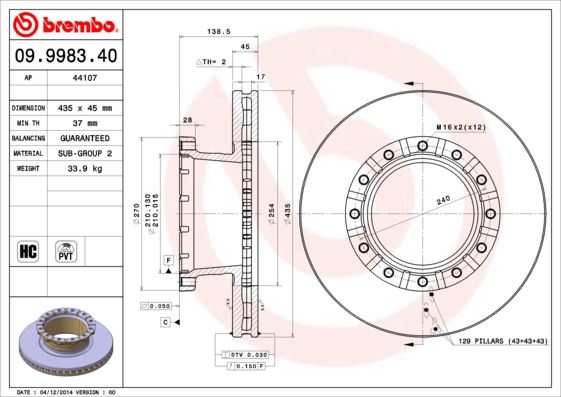 BREMBO 09.9983.40 Brake Disc