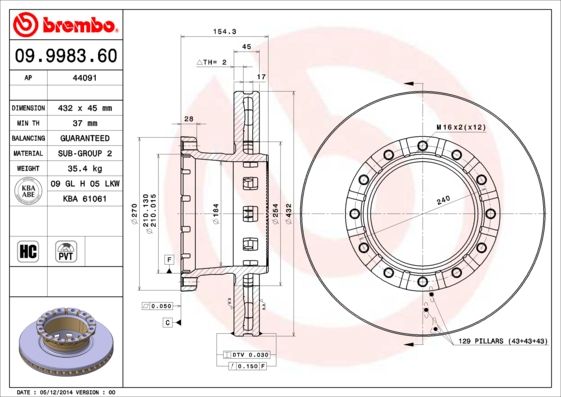 BREMBO 09.9983.60 Brake Disc