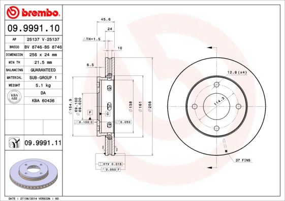 BREMBO 09.9991.11 Brake Disc