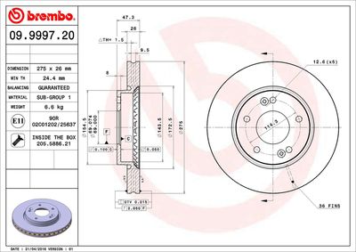 Brake Disc BREMBO 09.9997.20