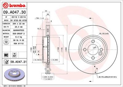 Brake Disc BREMBO 09.A047.31