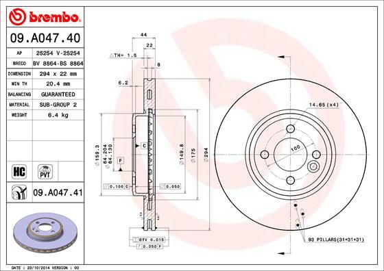 BREMBO 09.A047.41 Brake Disc