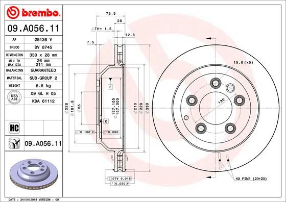 BREMBO 09.A056.11 Brake Disc
