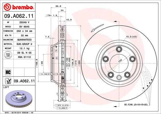 BREMBO 09.A062.11 Brake Disc