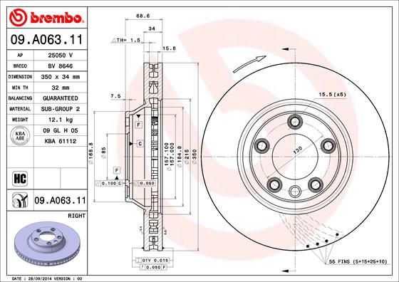 BREMBO 09.A063.11 Brake Disc