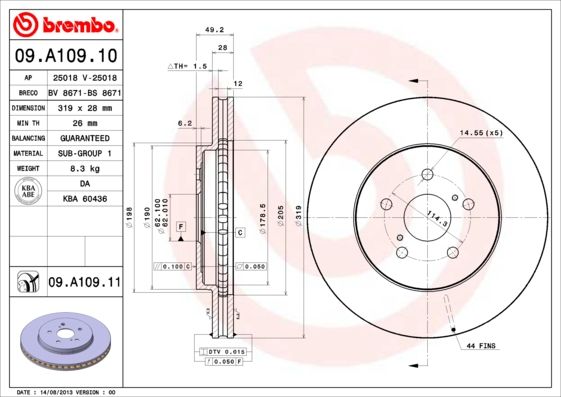 BREMBO 09.A109.11 Brake Disc