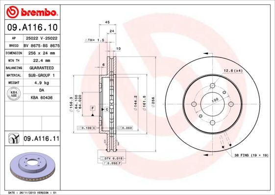 BREMBO 09.A116.10 Brake Disc