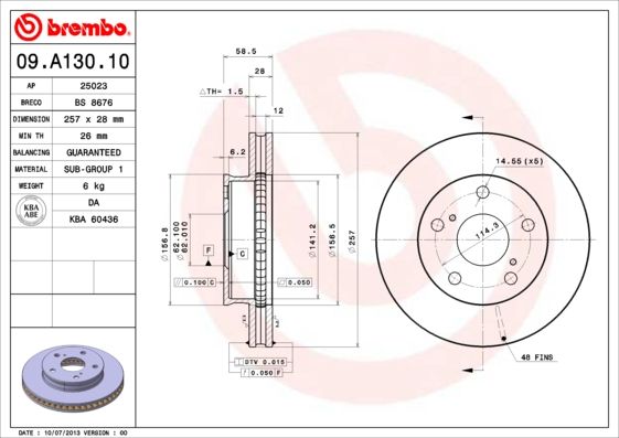 BREMBO 09.A130.10 Brake Disc