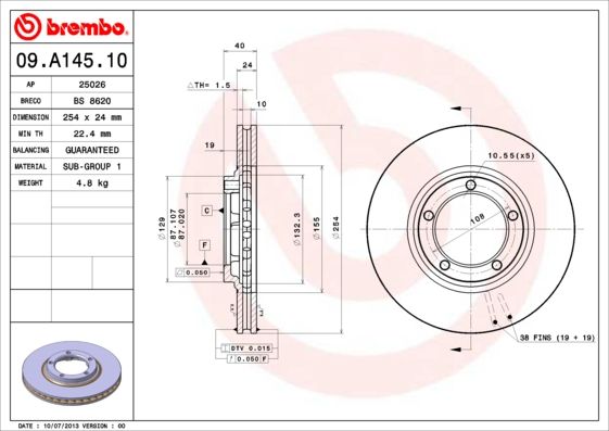 BREMBO 09.A145.10 Brake Disc
