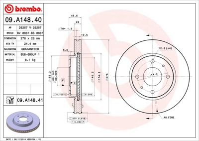 Brake Disc BREMBO 09.A148.40