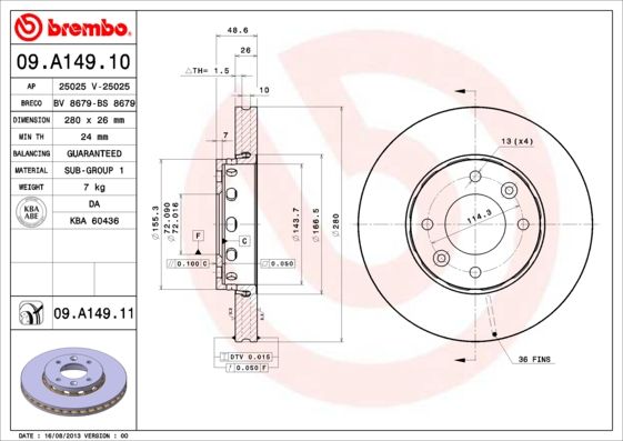 BREMBO 09.A149.11 Brake Disc