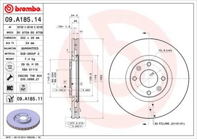 Brake Disc BREMBO 09.A185.14