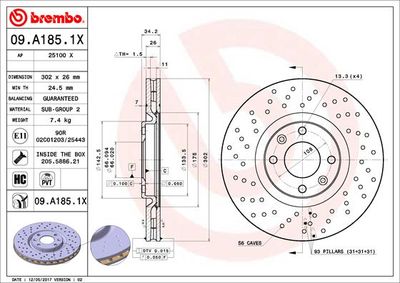 Brake Disc BREMBO 09.A185.1X