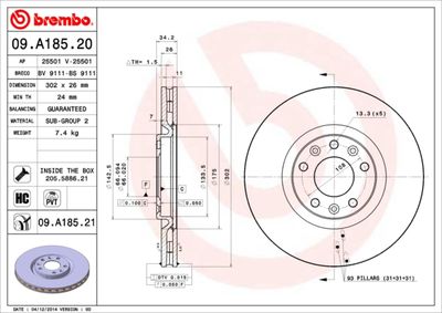 Brake Disc BREMBO 09.A185.20