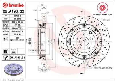 Brake Disc BREMBO 09.A190.33