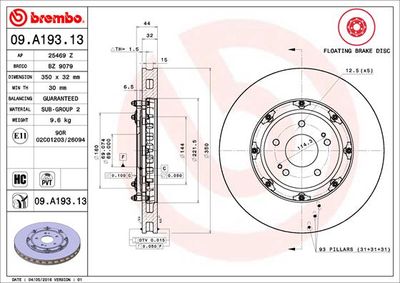 Brake Disc BREMBO 09.A193.13