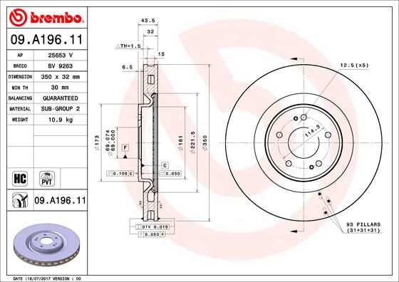 BREMBO 09.A196.11 Brake Disc