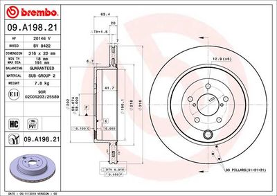 Brake Disc BREMBO 09.A198.21