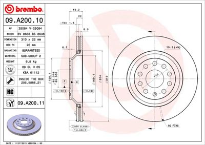 Brake Disc BREMBO 09.A200.10