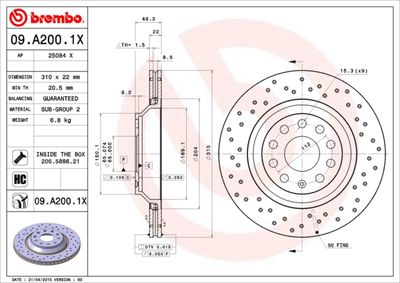 Brake Disc BREMBO 09.A200.1X
