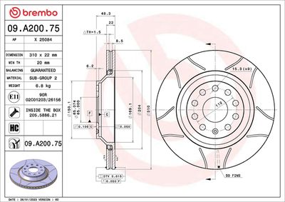 Brake Disc BREMBO 09.A200.75