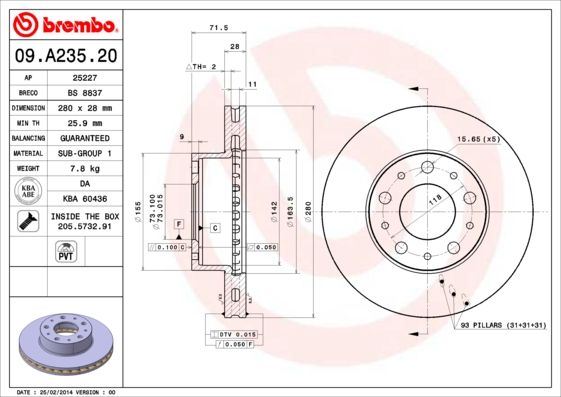 BREMBO 09.A235.20 Brake Disc