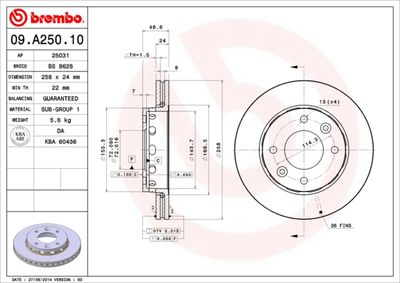 Brake Disc BREMBO 09.A250.10