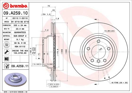 BREMBO 09.A259.11 Brake Disc