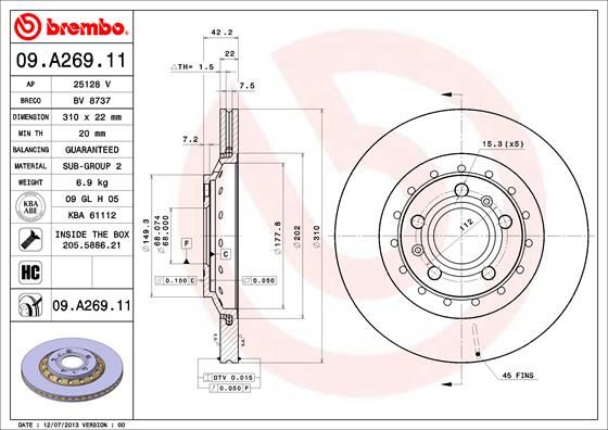 BREMBO 09.A269.11 Brake Disc